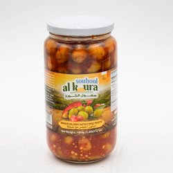 *Souhoul Al koura Green Olives with Chili Paste (1kg) 2.2 lb x 12 ct